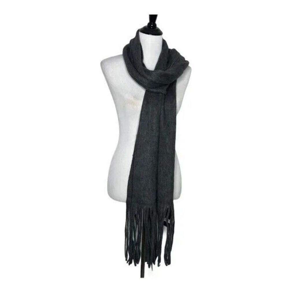 LUCKY BRAND Poly Acrylic Solid Brushed Oversized Scarf Charcoal Gray NWT OS